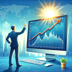 DALL·E 2024-01-12 04.30.46 - An illustration suitable for an article on foreign exchange (Forex) trading, depicting a successful trader standing in front of a large, modern comput